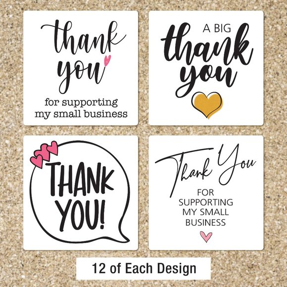 New! Square Thank You Stickers (48ct) Must Bundle - Picture 1 of 4